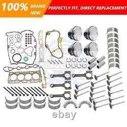 Engine Rebuild Kit Overhaul Gasket Pistons Valves For Buick Chevrolet GMC 2.4L