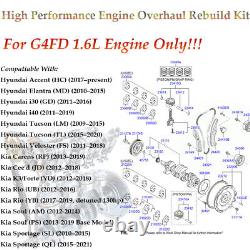Ensemble de révision de moteur G4FD 1.6L, vilebrequin, bielle et ensemble de calage de distribution pour Hyundai Kia.