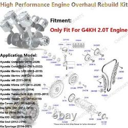 Kit de reconstruction du moteur G4KH 2.0T avec piston, joint, roulement et soupape, et boulons de culasse pour KIA.